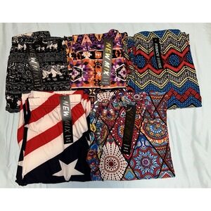 New! Bulk Lot 5 Pcs Women's Assorted Printed Brushed Leggings One Size